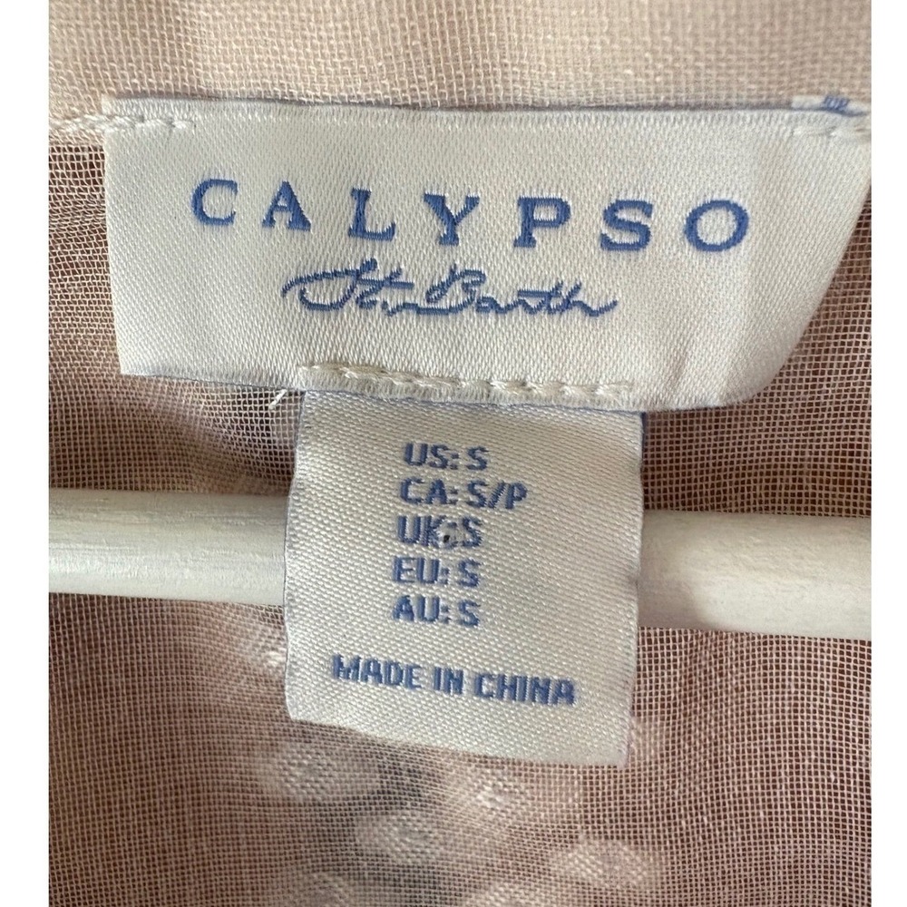 Calypso St Barth Women Peasant Top S Floral Textured Boho Quiet Luxury Old Money - Picture 6 of 9